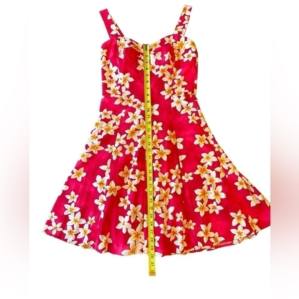 Royal Hawaiian Creations Plumeria Pink Cotton Hawaiian Mini Sundress Womens L - Picture 11 of 14